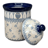 A picture of a Polish Pottery 1 Liter Canister (Lone Owl) | A491-U4872 as shown at PolishPotteryOutlet.com/products/1-liter-canister-lone-owl-a491-u4872