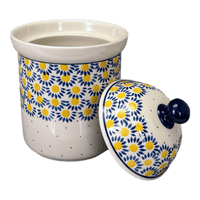 A picture of a Polish Pottery CA 1.3 Liter Canister (Sunny Circle) | A492-0215 as shown at PolishPotteryOutlet.com/products/1-3-liter-canister-sunny-circle-a492-0215