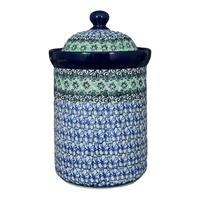 A picture of a Polish Pottery CA 1.5 Liter Canister (Ring of Green) | A493-1479X as shown at PolishPotteryOutlet.com/products/1-5-liter-canister-ring-of-green-a493-1479x