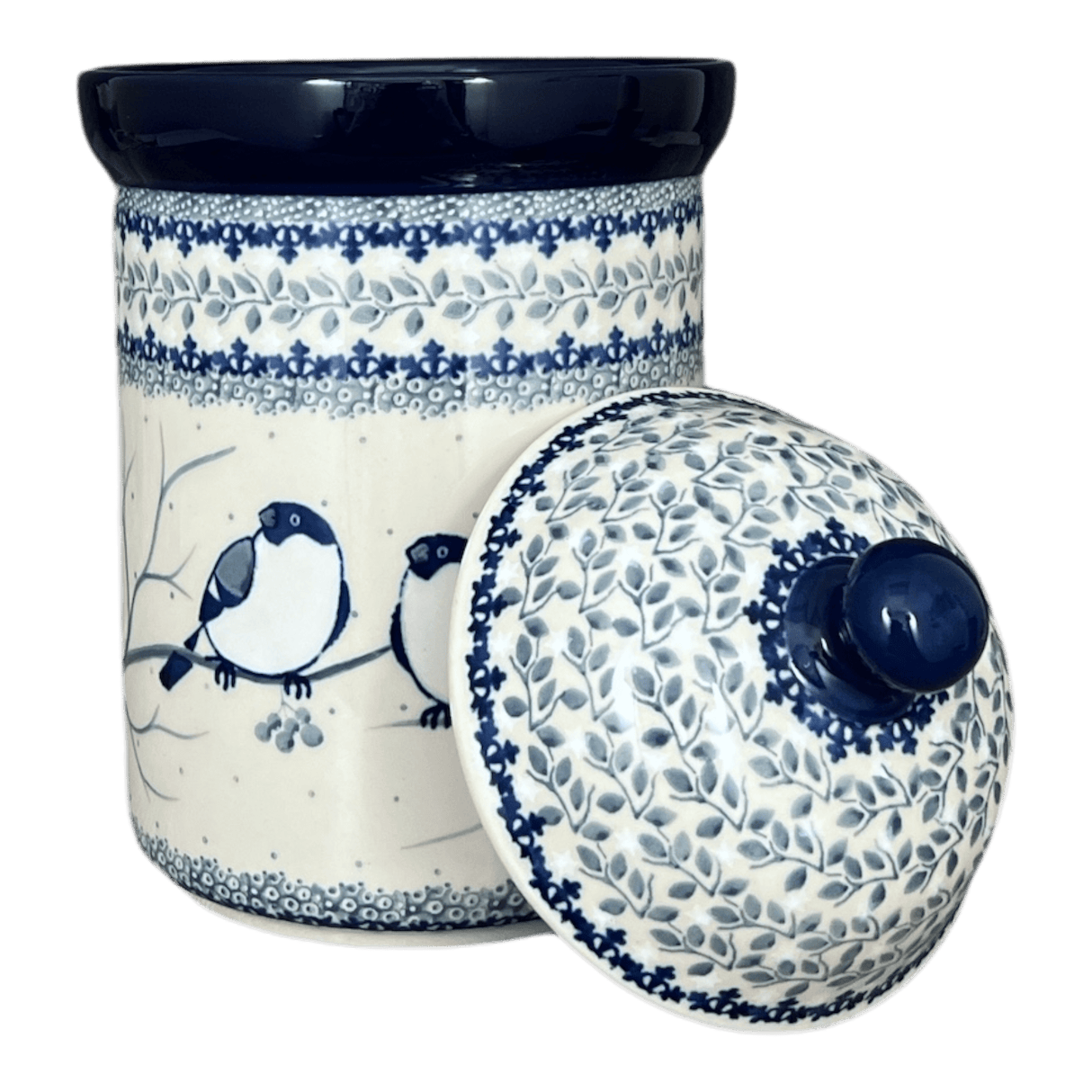Canister, 1.5 Liter in "Bullfinch on Blue" by Ceramika Artystyczna | A493-U4830