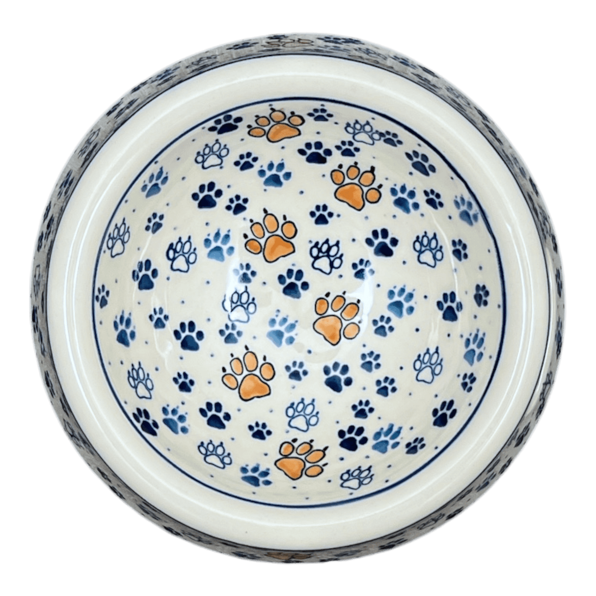 Bowl, Round, Dog Bowl, 5.5" Large in "Paw Prints" by Ceramika Artystyczna | A525-1770X