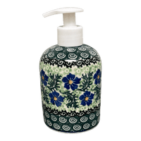 A picture of a Polish Pottery 5.5" Soap Dispenser (Clematis ) | A573-1538X as shown at PolishPotteryOutlet.com/products/5-5-soap-dispenser-clematis-a573-1538x