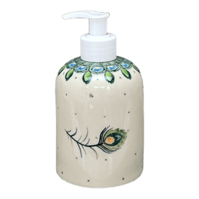 Polish Pottery CA 5.5" Soap Dispenser (Peacock Plume) | A573-2218X Additional Image at PolishPotteryOutlet.com