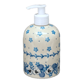 Polish Pottery CA 5.5" Soap Dispenser (Pansy Blues) | A573-2346X Additional Image at PolishPotteryOutlet.com