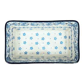 Polish Pottery 8" x 5" Bread Baker (Pansy Blues) | A603-2346X Additional Image at PolishPotteryOutlet.com