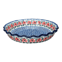 A picture of a Polish Pottery CA 10" Quiche/Pie Dish (Rosie's Garden) | A636-1490X as shown at PolishPotteryOutlet.com/products/10-quiche-pie-dish-rosies-garden-a636-1490x