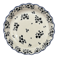A picture of a Polish Pottery 10" Quiche/Pie Dish (Cowabunga - Blue Rim) | A636-2417X as shown at PolishPotteryOutlet.com/products/10-quiche-pie-dish-cowabunga-blue-rim-a636-2417x
