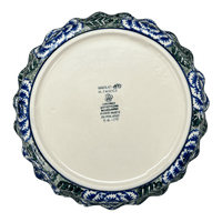 A picture of a Polish Pottery 10" Quiche/Pie Dish (Blue Dahlia) | A636-U1473 as shown at PolishPotteryOutlet.com/products/10-quiche-pie-dish-blue-dahlia-a636-u1473