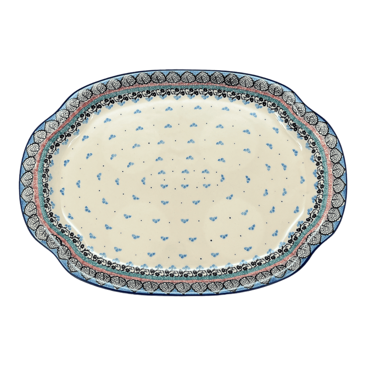 Tray, Oval, Handles, 10.75" x 15.25" in "Winter Aspen" by Ceramika Artystyczna | A684-1995X