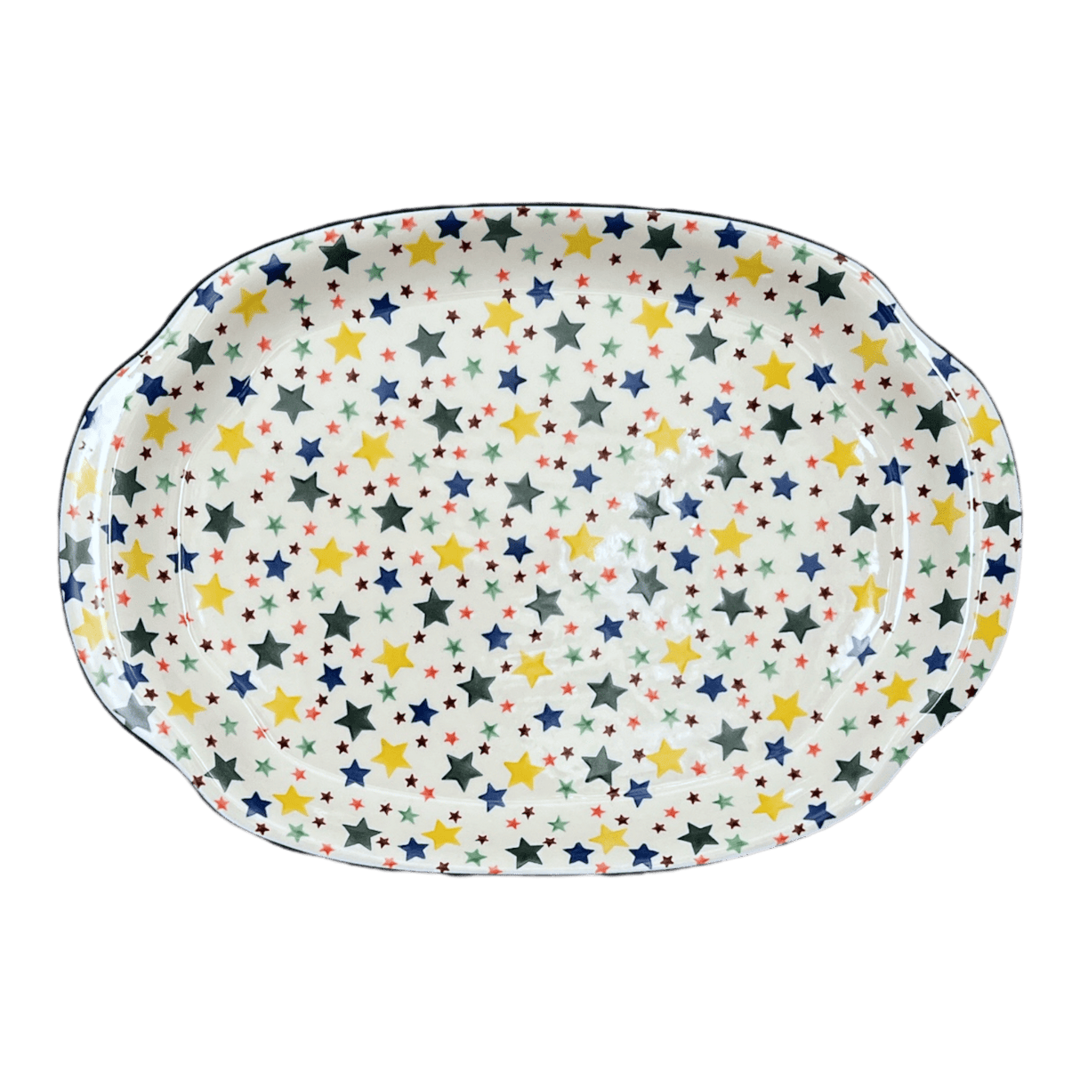 Tray, Oval, Handles, 10.75" x 15.25" in "Star Shower" by Ceramika Artystyczna | A684-359X