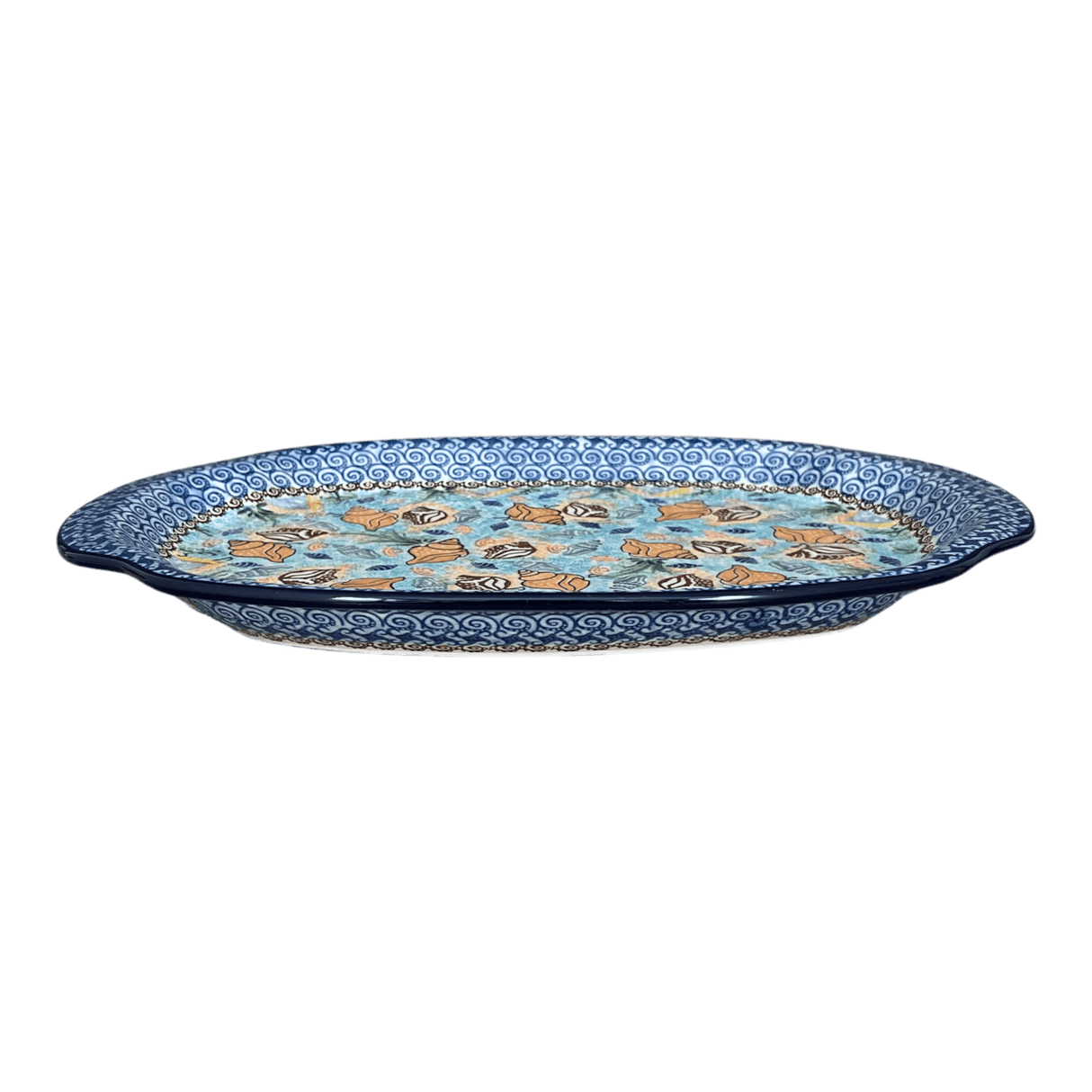 Tray, Oval, Handles, 10.75" x 15.25" in "Poseidon's Treasure" by Ceramika Artystyczna | A684-U1899