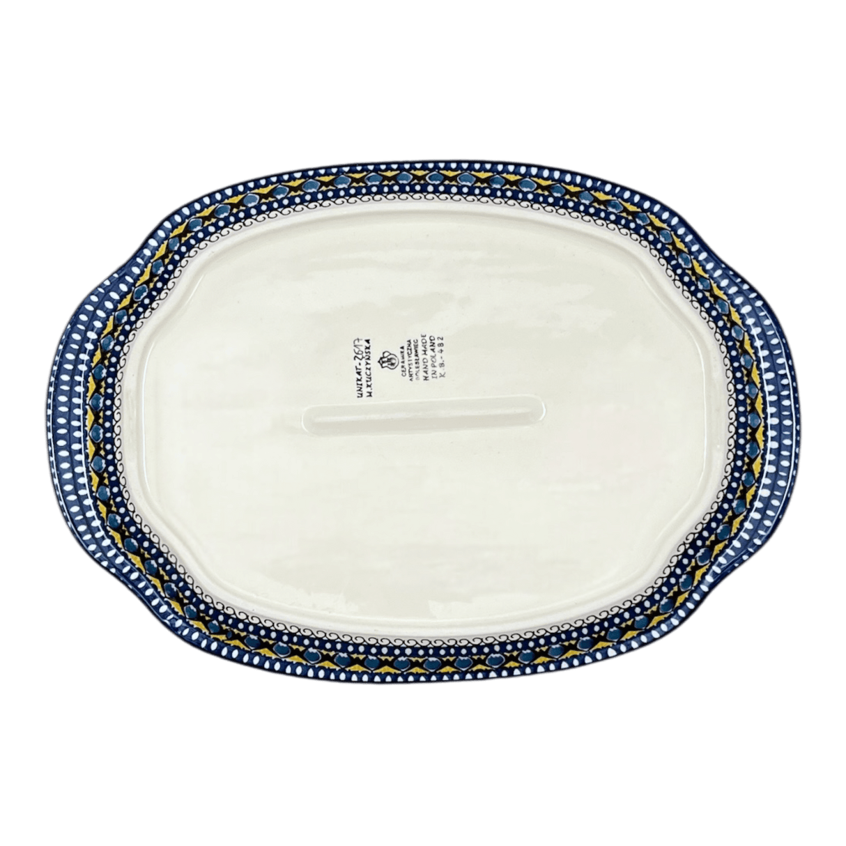 Tray, Oval, Handles, 10.75" x 15.25" in "Regal Roosters" by Ceramika Artystyczna | A684-U2617