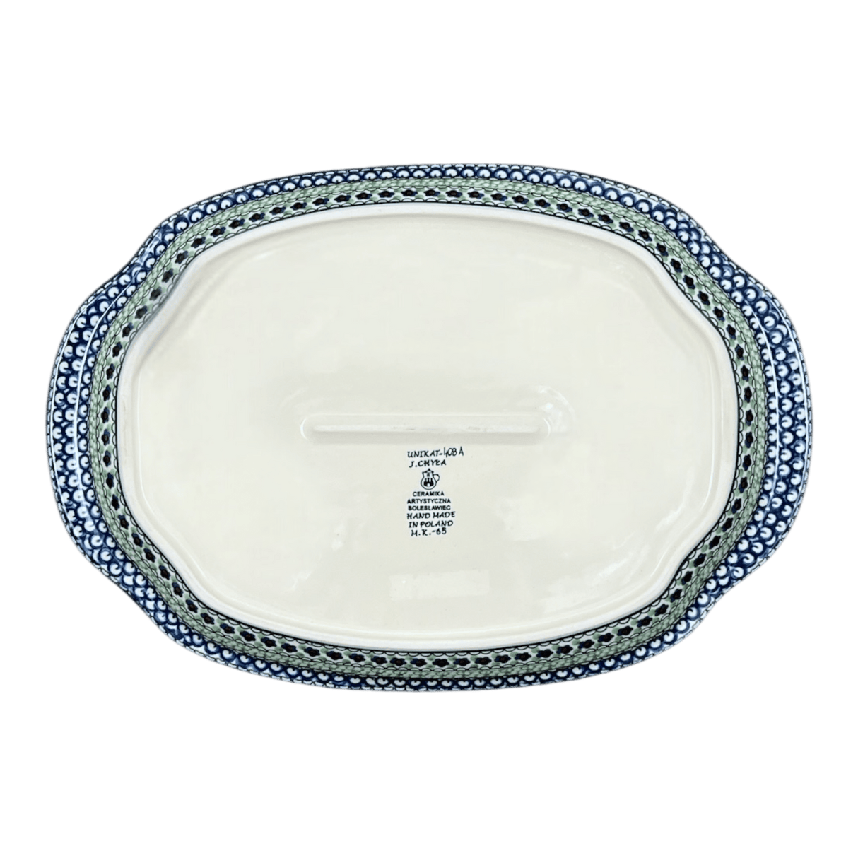Tray, Oval, Handles, 10.75" x 15.25" in "Green Goddess" by Ceramika Artystyczna | A684-U408A