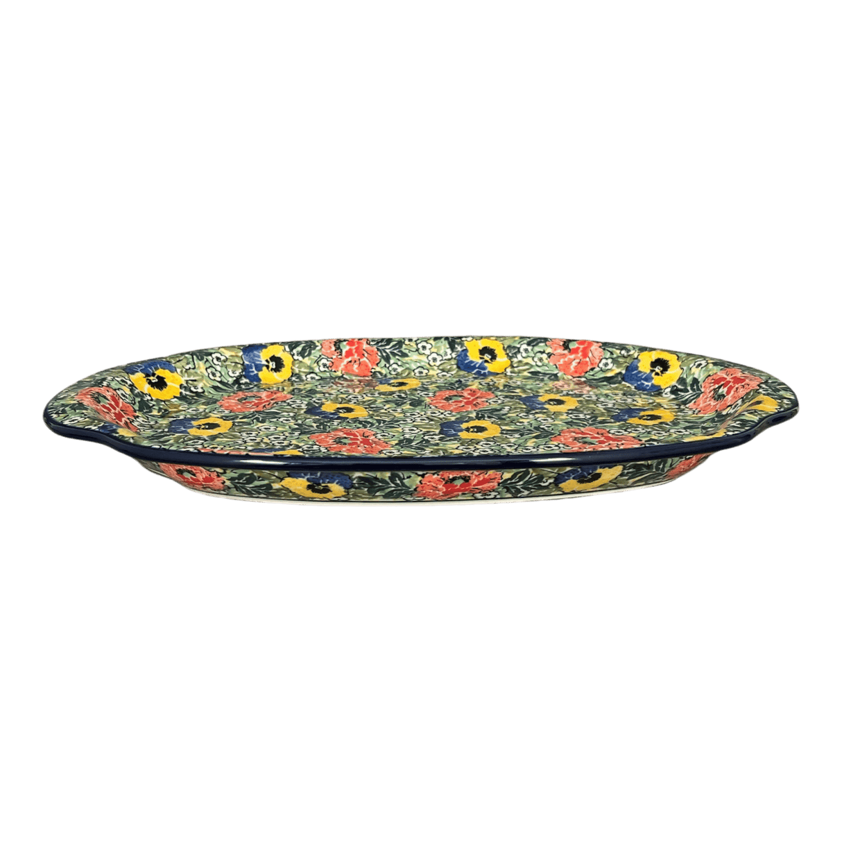 Tray, Oval, Handles, 10.75" x 15.25" in "Tropical Love" by Ceramika Artystyczna | A684-U4705