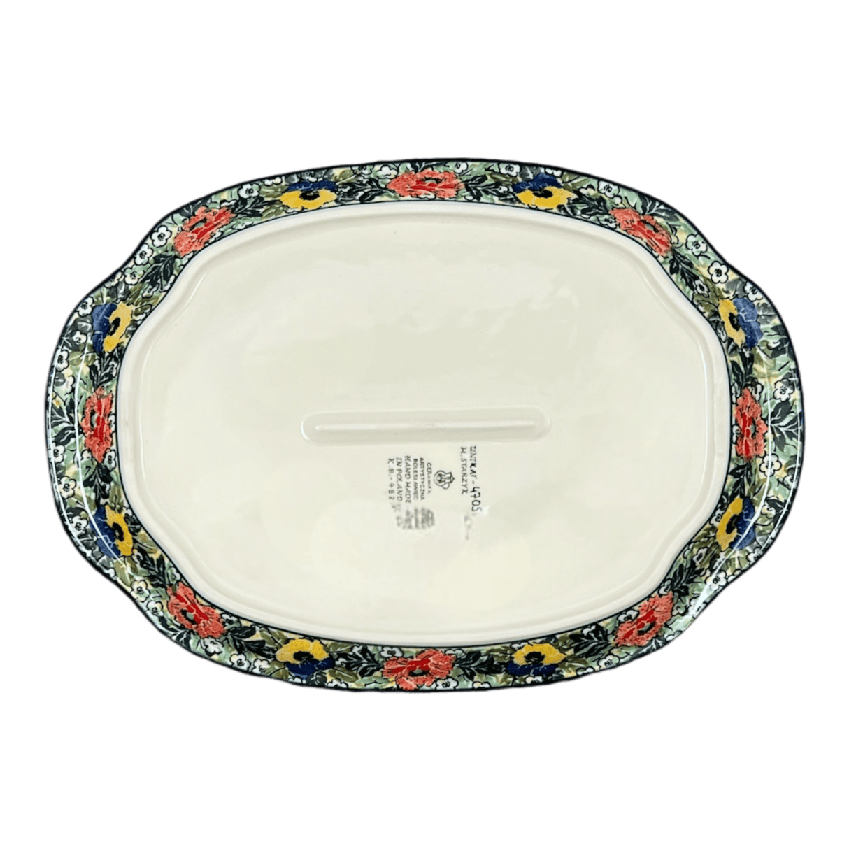 Tray, Oval, Handles, 10.75" x 15.25" in "Tropical Love" by Ceramika Artystyczna | A684-U4705