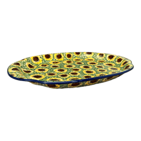 Polish Pottery 10.75" x 15.25" Oval Tray with Handles (Sunflower Fields) | A684-U4737 Additional Image at PolishPotteryOutlet.com