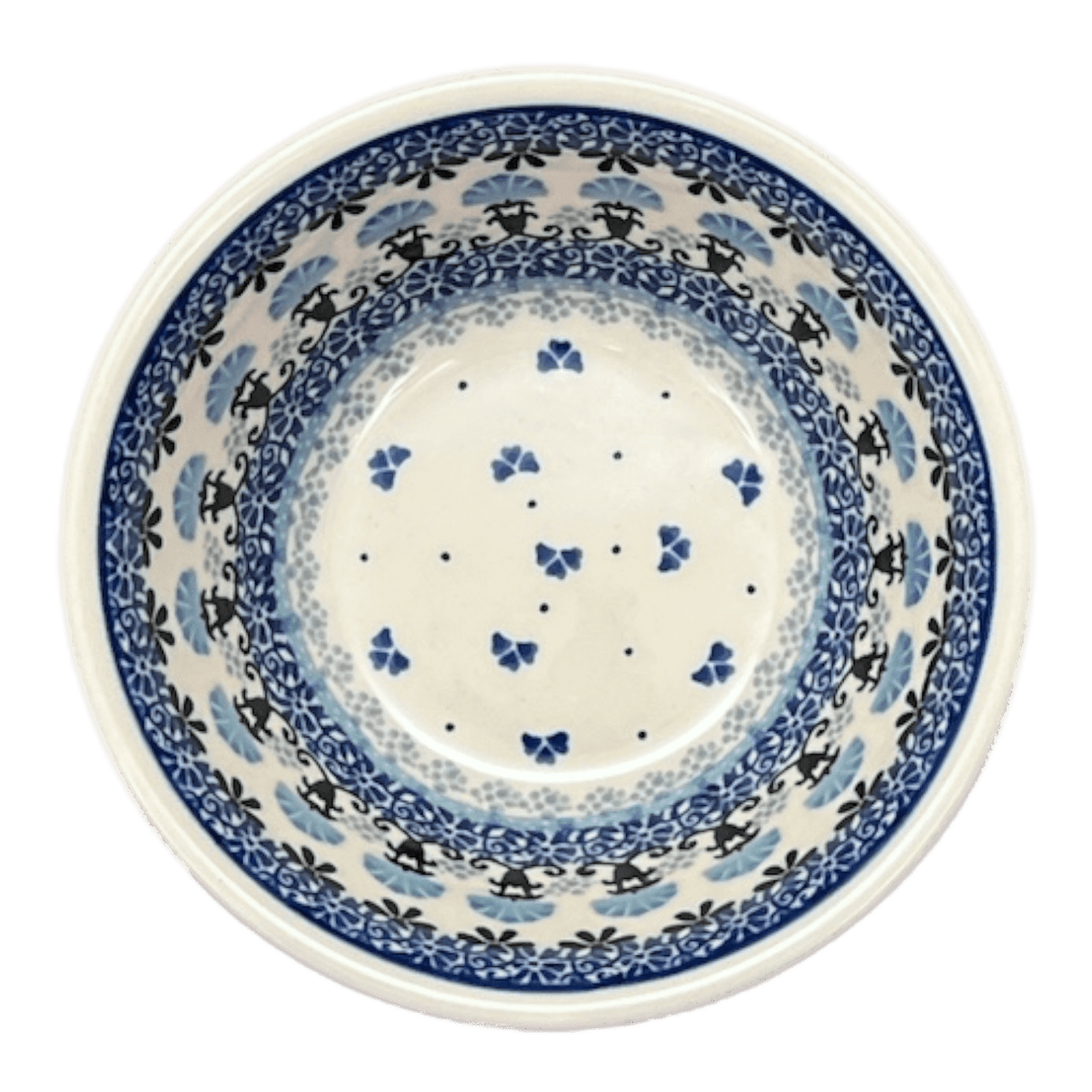 Bowl, Round, Ridged, 5.5" in "Blue Fan Dance" by Ceramika Artystyczna | A696-1981X