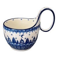 A picture of a Polish Pottery Loop Handle Bowl (Winter Skies) | A845-2862X as shown at PolishPotteryOutlet.com/products/loop-handle-bowl-winter-skies-a845-2826x