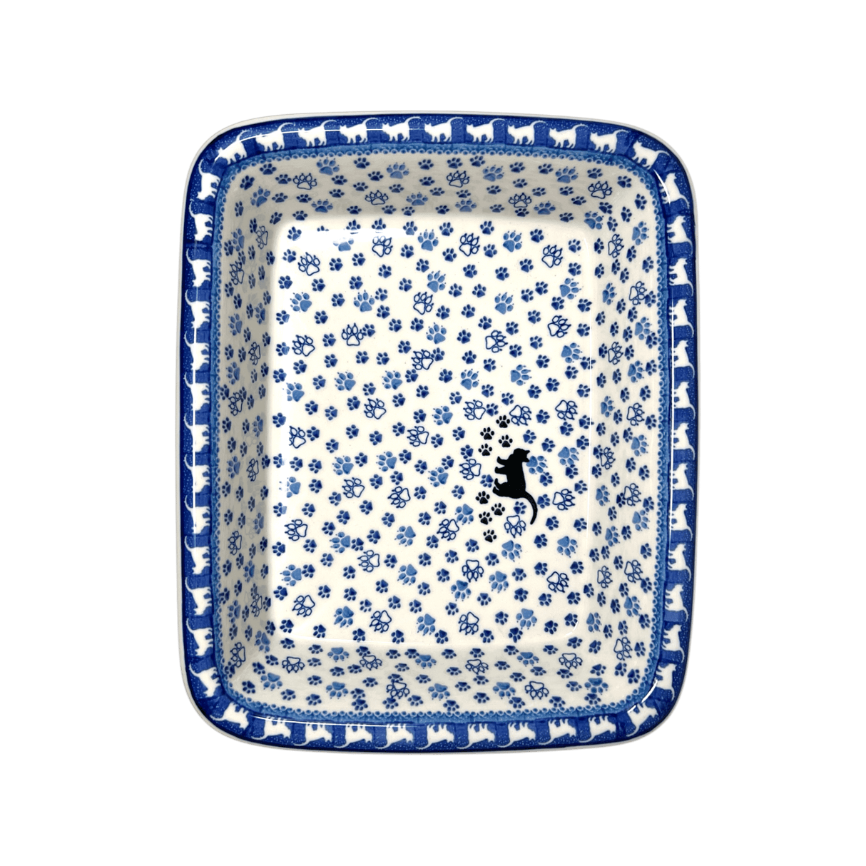 Baker, Rectangular, Edge, 14" x 11" in "Cat Tracks" by Ceramika Artystyczna | A854-1771