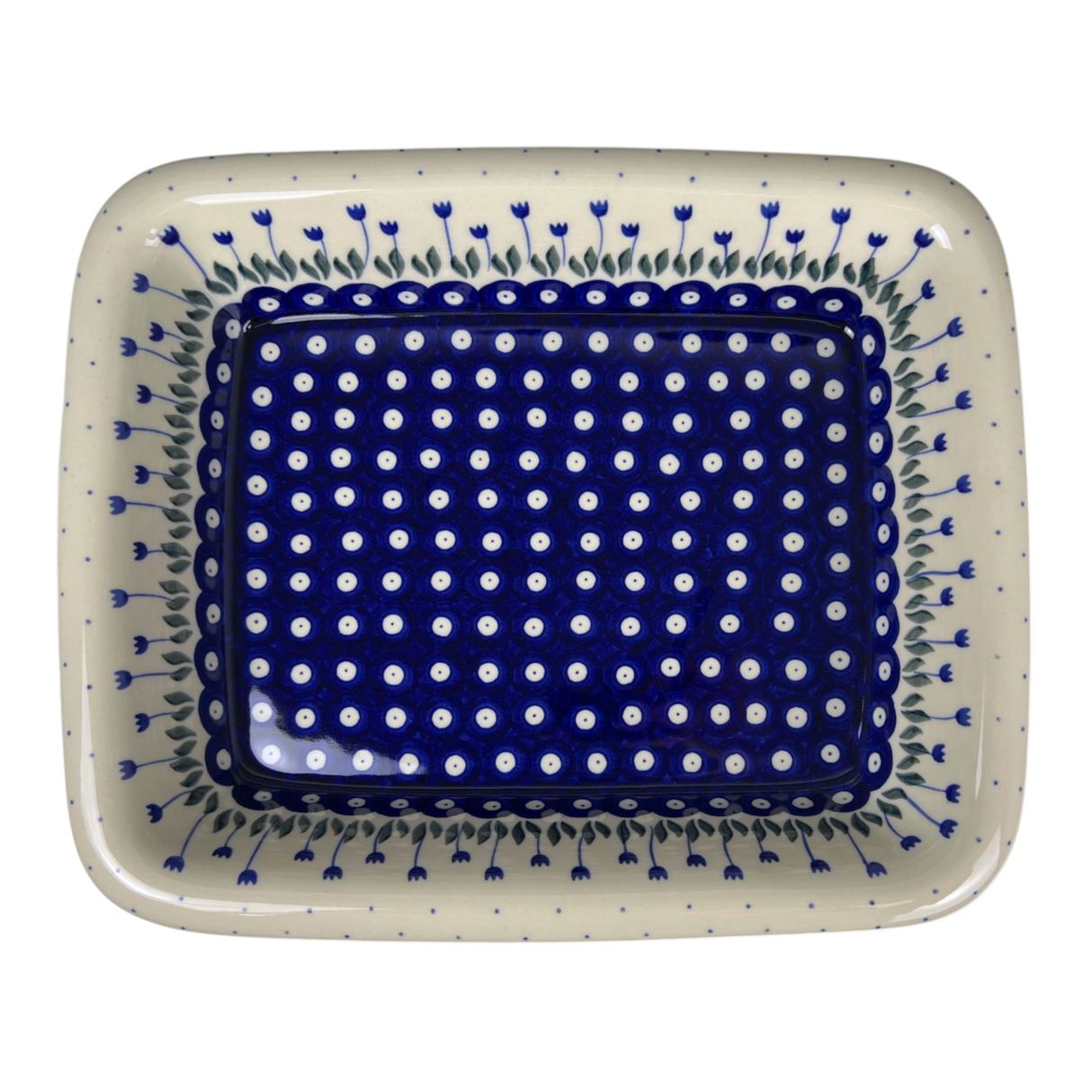 Baker, Rectangular, Edge, 14" x 11" in "Tulip Dot" by Ceramika Artystyczna | A854-377Z