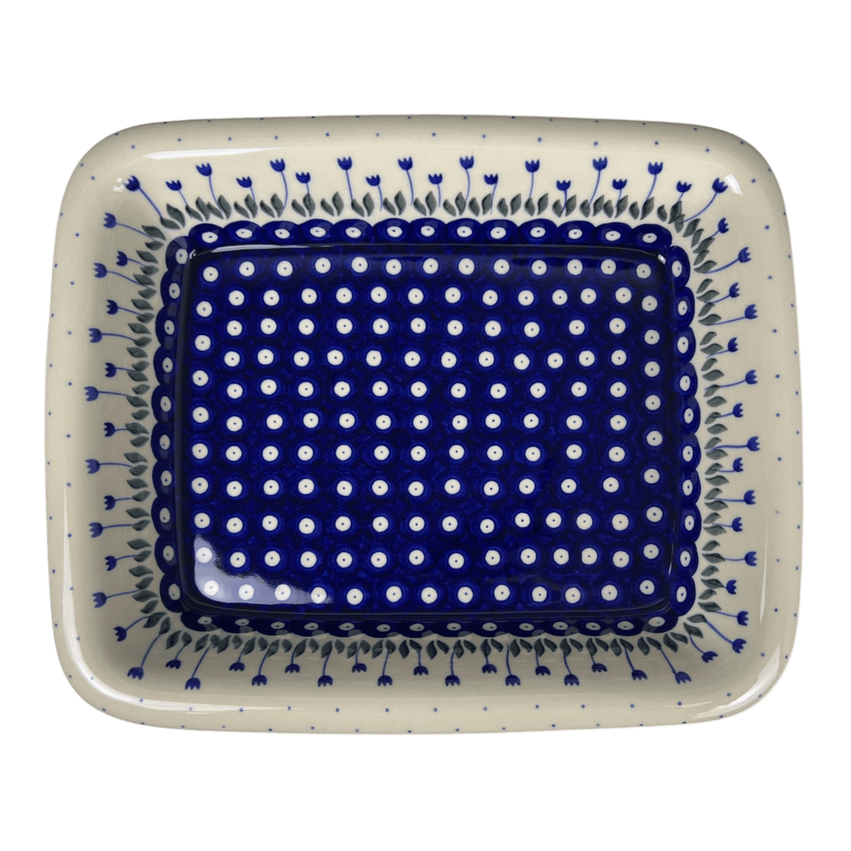 Baker, Rectangular, Edge, 14" x 11" in "Tulip Dot" by Ceramika Artystyczna | A854-377Z
