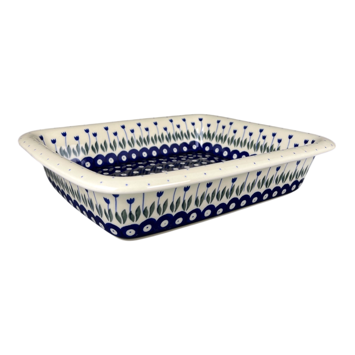 Baker, Rectangular, Edge, 14" x 11" in "Tulip Dot" by Ceramika Artystyczna | A854-377Z