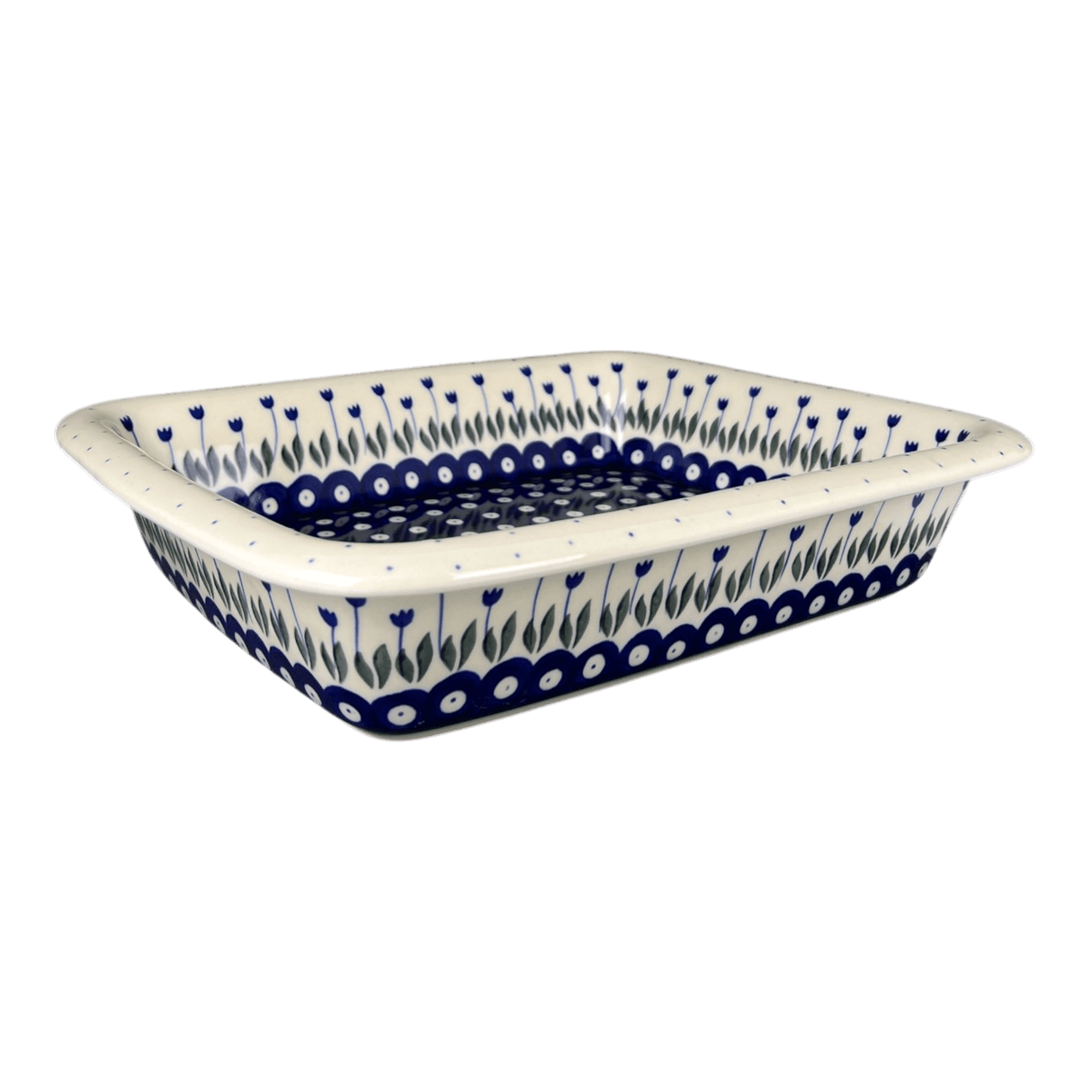 Baker, Rectangular, Edge, 14" x 11" in "Tulip Dot" by Ceramika Artystyczna | A854-377Z