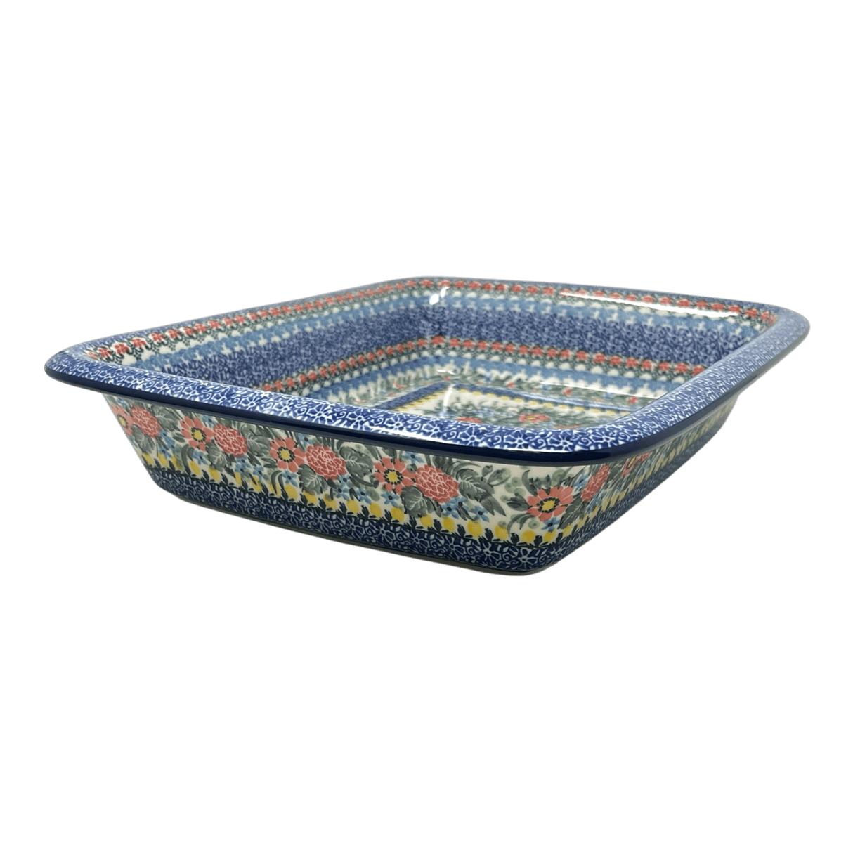 Baker, Rectangular, Edge, 14" x 11" in "Hummingbird Bouquet" by Ceramika Artystyczna | A854-U3357