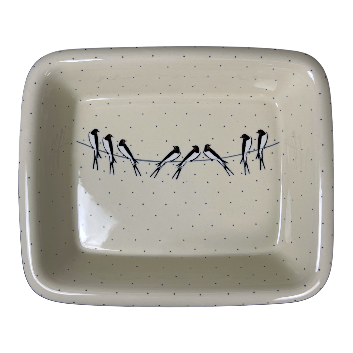 Baker, Rectangular, Edge, 14" x 11" in "Birds on a Wire" by Ceramika Artystyczna | A854-U4831