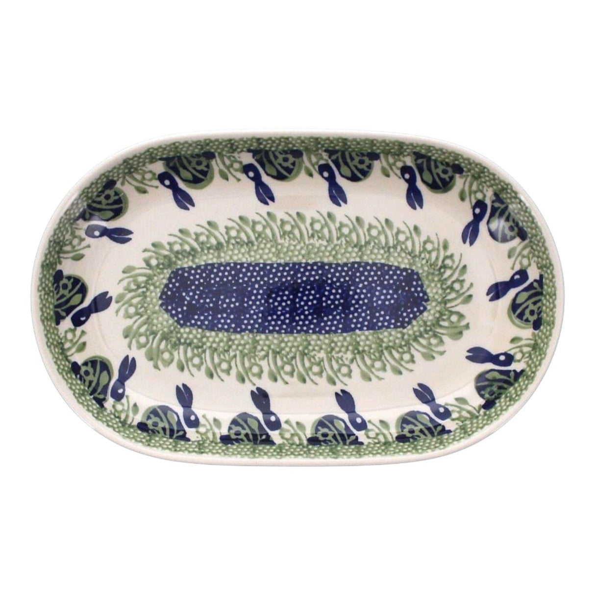 Plate, Roaster, Oval, 7"x11" in "Bunny Love" by Manufaktura | P099T-P324