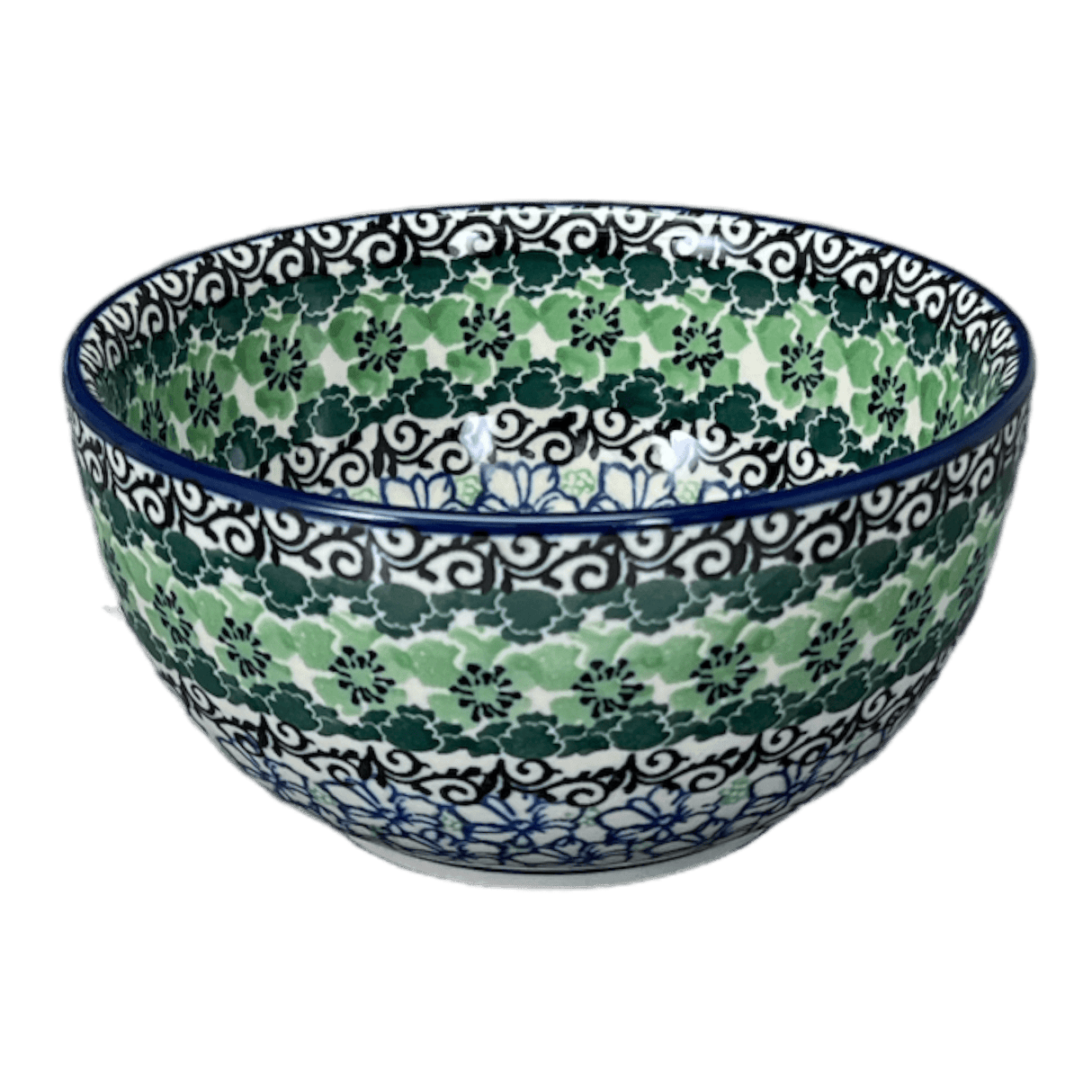 Bowl, Round, Deep, 5.5" in "Ring of Green" by Ceramika Artystyczna | A986-1479X