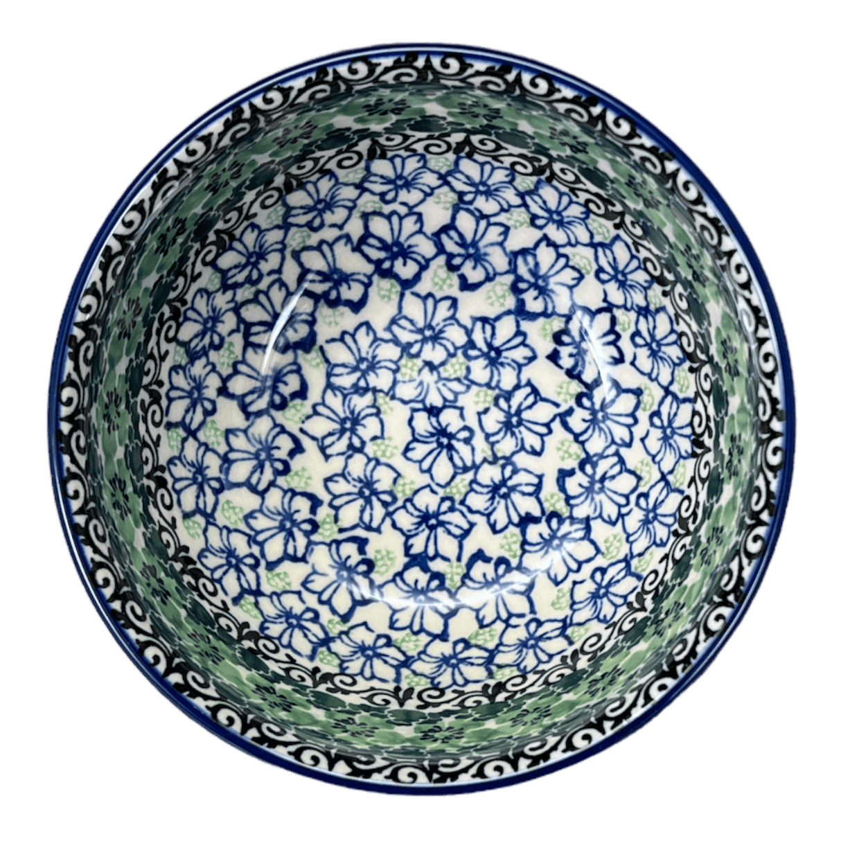 Bowl, Round, Deep, 5.5" in "Ring of Green" by Ceramika Artystyczna | A986-1479X