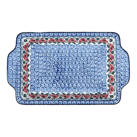 Polish Pottery 13" x 8" Rectangular Casserole W/ Handles (Rosie's Garden) | AA59-1490X Additional Image at PolishPotteryOutlet.com