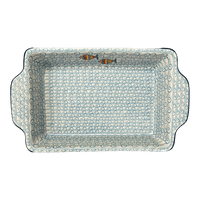 A picture of a Polish Pottery Rectangular Casserole W/Handles (Catch of the Day) | AA59-2540X as shown at PolishPotteryOutlet.com/products/rectangular-casserole-w-handles-catch-of-the-day-aa59-2540x