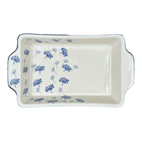 A picture of a Polish Pottery 13" x 8" Rectangular Casserole W/ Handles (In the Wind) | AA59-2788X as shown at PolishPotteryOutlet.com/products/13-x-8-rectangular-casserole-w-handles-in-the-wind-aa59-2788x