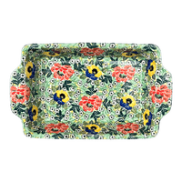 A picture of a Polish Pottery 13" x 8" Rectangular Casserole W/ Handles (Tropical Love) | AA59-U4705 as shown at PolishPotteryOutlet.com/products/13-x-8-rectangular-casserole-w-handles-tropical-love-aa59-u4705