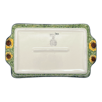 A picture of a Polish Pottery 13" x 8" Rectangular Casserole W/ Handles (Sunflower Field) | AA59-U4737 as shown at PolishPotteryOutlet.com/products/13-x-8-rectangular-casserole-w-handles-sunflower-field-aa59-u4737