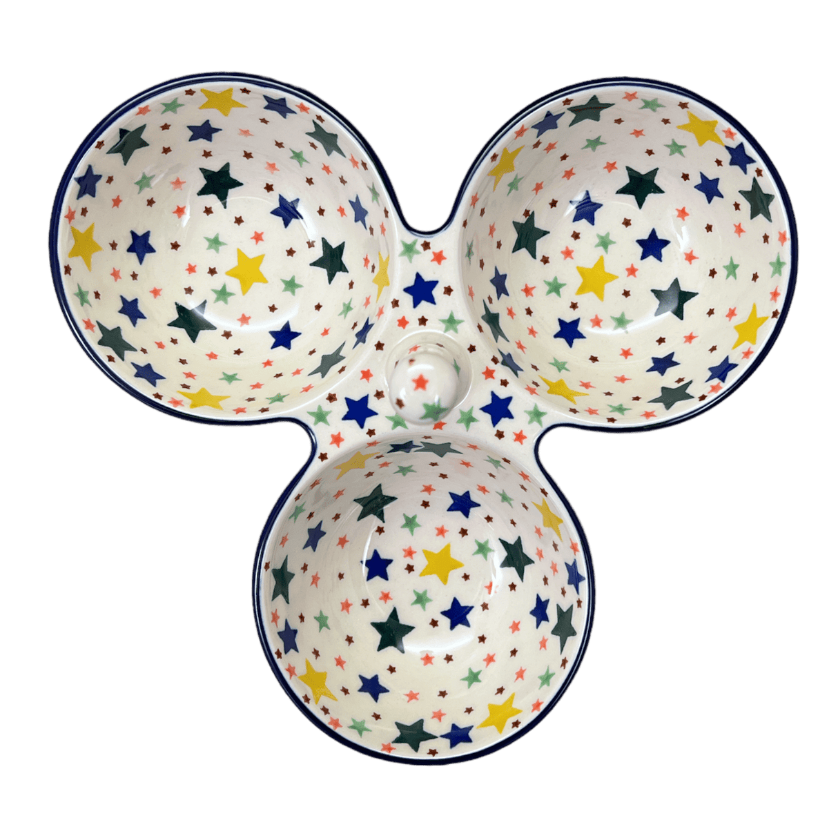 Bowl, Round, 3-Bowl, Divided Server in "Star Shower" by Ceramika Artystyczna | AB34-359X