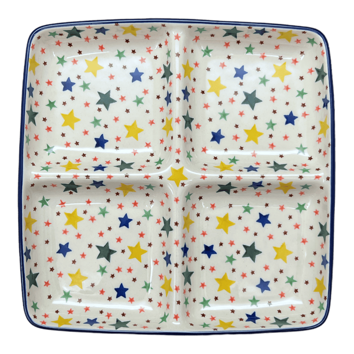 Divided Square Dish, 9.75" in "Star Shower" by Ceramika Artystyczna | AB40-359X