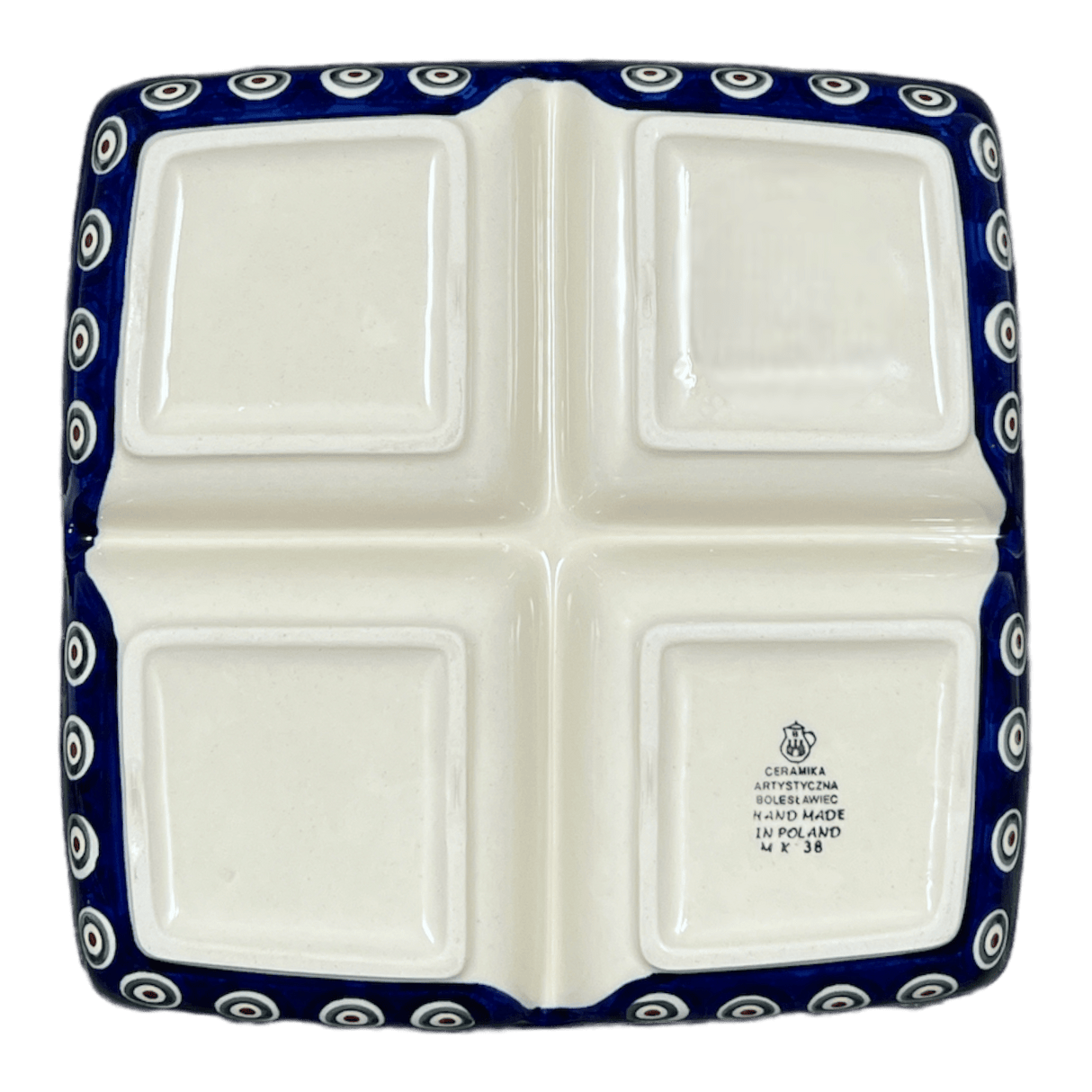 Divided Square Dish, 9.75" in "Peacock Pine" by Ceramika Artystyczna | AB40-366X