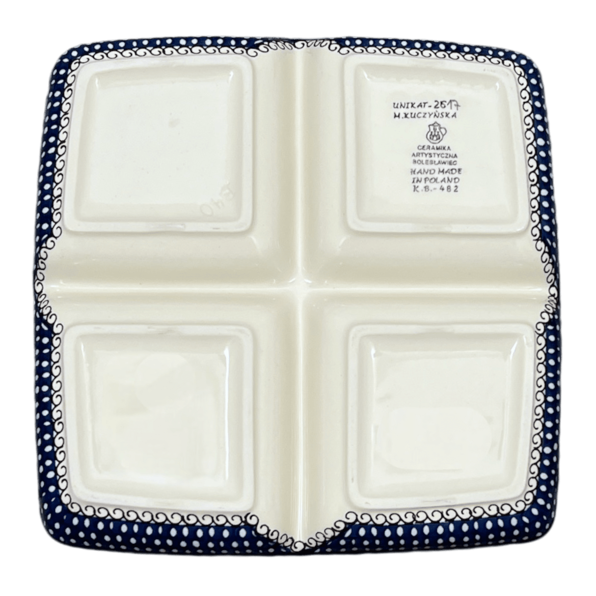 Divided Square Dish, 9.75" in "Regal Roosters" by Ceramika Artystyczna | AB40-U2617