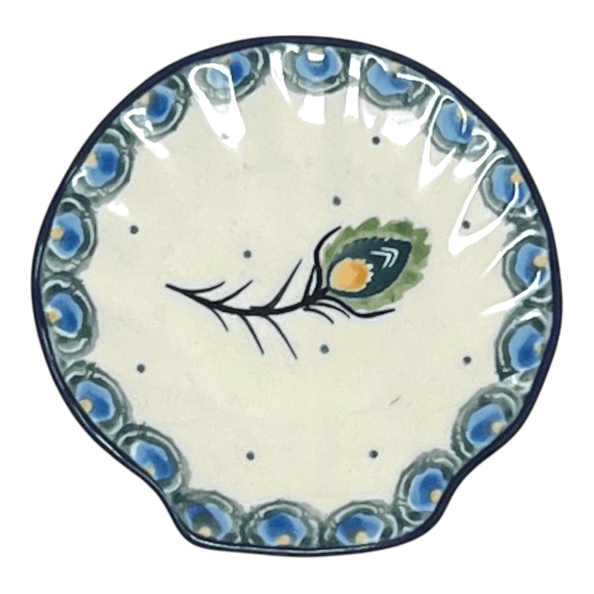 Saucer, Shell, 4" in "Peacock Plume" by Ceramika Artystyczna | AB48-2218X