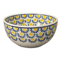 A picture of a Polish Pottery Deep 6.25" Bowl (Sunny Circle) | AC37-0215 as shown at PolishPotteryOutlet.com/products/deep-6-25-bowl-sunny-circle-ac37-0215