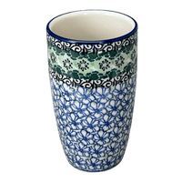 A picture of a Polish Pottery CA 14 oz. Tumbler (Ring of Green) | AC53-1479X as shown at PolishPotteryOutlet.com/products/14-oz-tumbler-ring-of-green-ac53-1479x