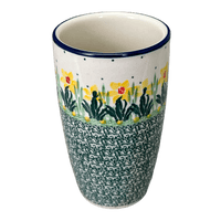 A picture of a Polish Pottery CA 14 oz. Tumbler (Daffodils in Bloom) | AC53-2122X as shown at PolishPotteryOutlet.com/products/14-oz-tumbler-daffodils-in-bloom-ac53-2122x