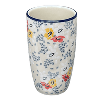 A picture of a Polish Pottery CA 14 oz. Tumbler (Soft Bouquet) | AC53-2378X as shown at PolishPotteryOutlet.com/products/14-oz-tumbler-soft-bouquet-ac53-2378x