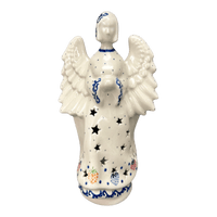 A picture of a Polish Pottery CA 9" Tall Angel Luminary  (Mixed Berries) | AC68-1449X as shown at PolishPotteryOutlet.com/products/9-tall-angel-luminary-mixed-berries-ac68-1449x