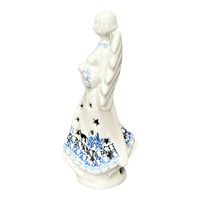 A picture of a Polish Pottery 9" Tall Angel Luminary  (Labrador Loop) | AC68-2862X as shown at PolishPotteryOutlet.com/products/9-tall-angel-luminary-labrador-loop-ac68-2862x