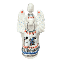 A picture of a Polish Pottery CA 9" Tall Angel Luminary  (Butterfly Parade) | AC68-U1493 as shown at PolishPotteryOutlet.com/products/9-tall-angel-luminary-butterfly-parade-ac68-u1493