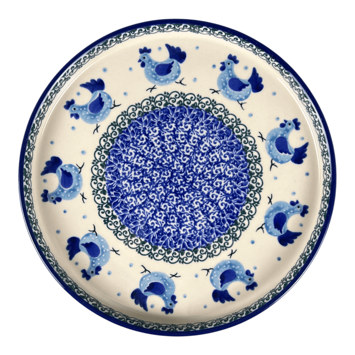 Small Round Tray, 7.75" in "Hens on the Run" by Ceramika Artystyczna | AE92-3329X
